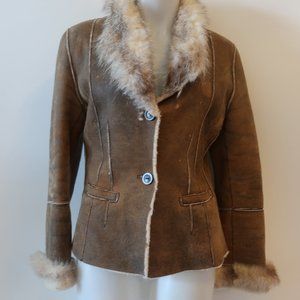 SYLVIE SCHIMMEL LAMB SHEARLING FUR TRIM JACKET S *